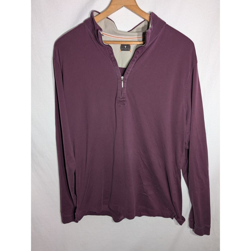 Left Coast Tee Mens Quarter Zip Long‎ Sleeve Sz XL Burgundy Pima Cotton Peru